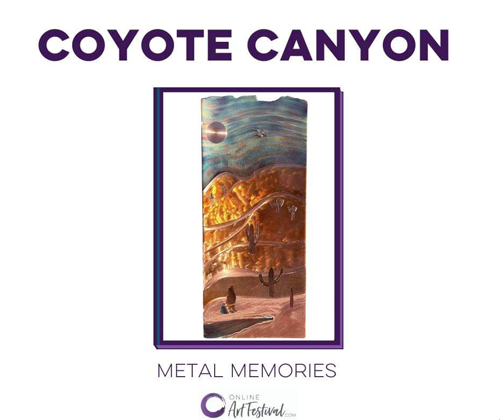 Online Art Festival Metal Memories flame painting with glass embelishments